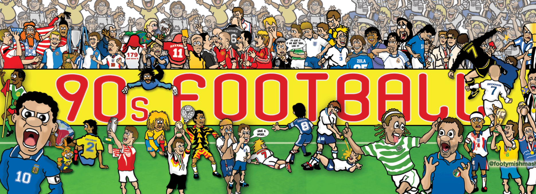 90s Football — vintage football shirts and memorabilia display